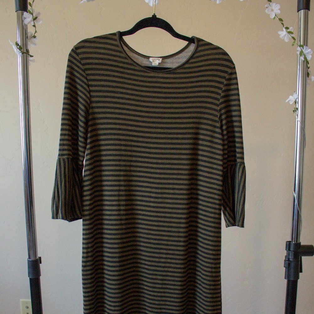 Emberley Knee-Length Black and Dark Green Dress